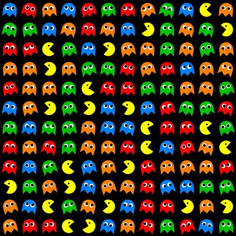 Pacman seamless generated pattern Digital Art by Miroslav Nemecek