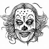 Scary Clown Faces Coloring Pages sketch template