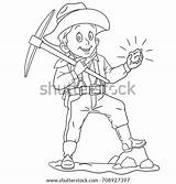 Coloring Page Cartoon Gold Miner Stock Vector Royalty Free  sketch template