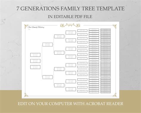 Fillable Family Tree Template Editable Genealogy Chart Family Tree Chart Genealogy Template ...