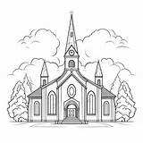 Premium Photo  Church drawing Outline For coloring sketch template