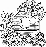 Spring Bird House Isolated Coloring Page For Kids 15529360 Vector Art  sketch template