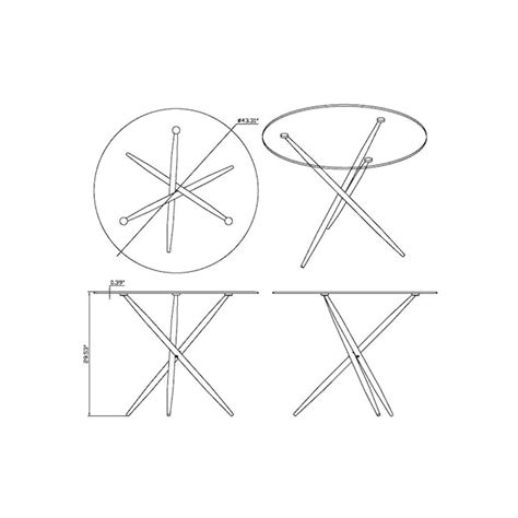 Chintaly Imports Patricia Stainless Steel Round Contemporary/Modern Dining Table, Glass Top with ...