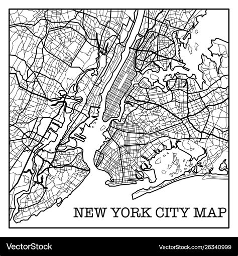 New york city white map Royalty Free Vector Image