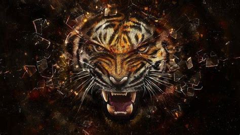 abstract, Tiger, Animals, Digital Art, Shattered Wallpapers HD / Desktop and Mobile Backgrounds