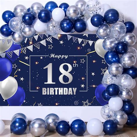 Blue 18th Birthday Decorations for Boys Girls, Happy 18th Birthday ...