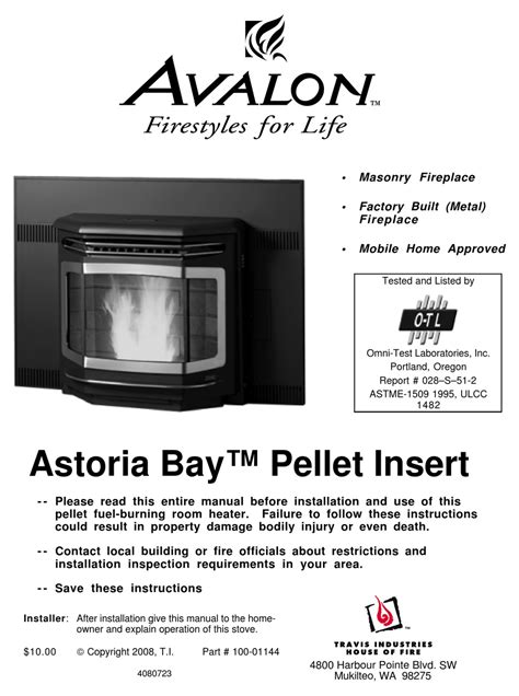 Avalon Wood Stove Manual