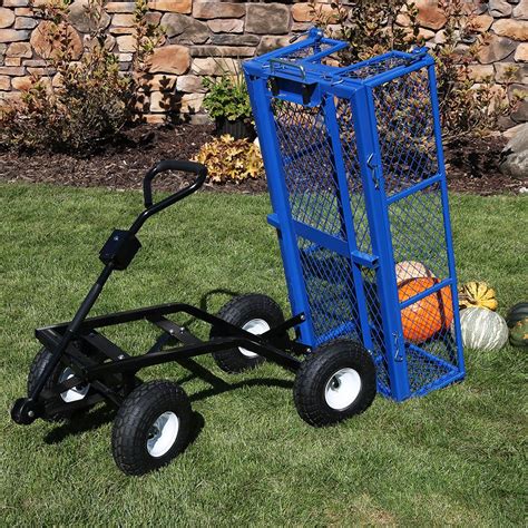 Sunnydaze Heavy-Duty Steel Dump Utility Garden Cart with Removable Sides and 10-Inch Pneumatic ...