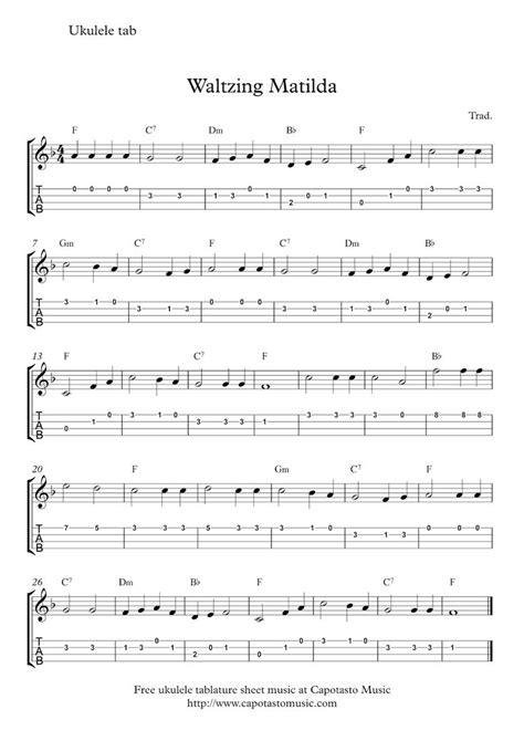 Free Sheet Music Scores: Ukulele tabs | Ukulele tabs, Ukulele songs beginner, Ukulele songs