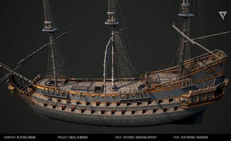 Tomasz Kawecki - Skull & Bones - Pirate Heavy ship, texturing and shading.