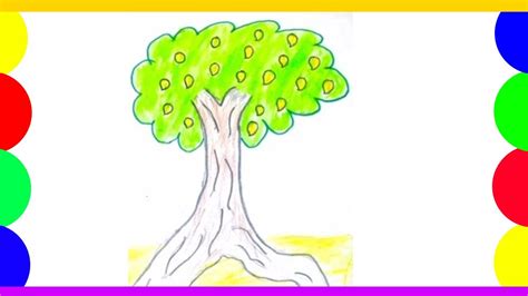 Mango Tree Drawing Easy For Kids / How to draw mango step by step learn ...