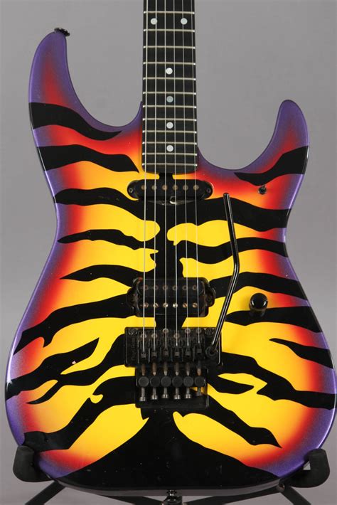 1989 ESP George Lynch Purple Tiger Sunburst Electric Guitar -Ebony Fin ...