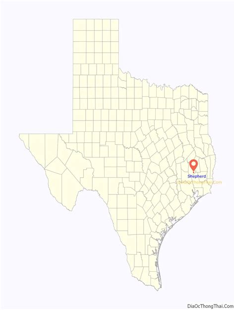 Map of Shepherd city, Texas - Thong Thai Real