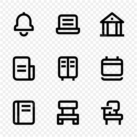 Laptop Desk Notebook Vector Design Images, Outline Style Pack Icons For One Set Such As Bell ...