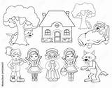 Coloring Little red riding Hood Big Set For Education Vector De  sketch template