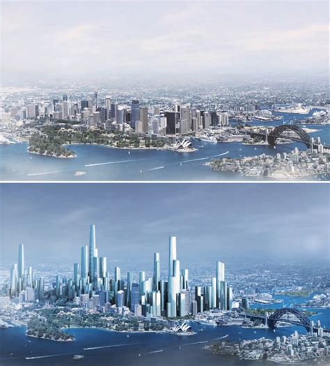 Sydney now and in 2050 | Futuristic city, Fantasy landscape, Fantasy city
