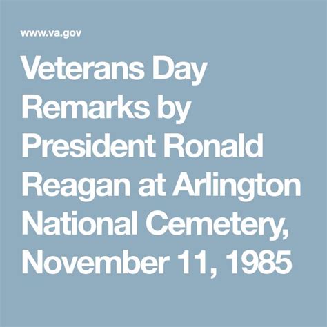 Veterans Day Remarks by President Ronald Reagan at Arlington National Cemetery, November 11 ...