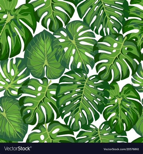 Pattern with tropical leaves Royalty Free Vector Image