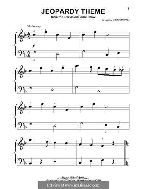 Jeopardy Theme by M. Griffin - sheet music on MusicaNeo