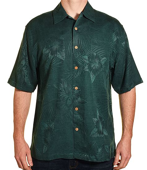 Jamaica Jaxx - Jamaica Jaxx Mens Silk Hawaiian Aloha Shirt (Dark Green ...