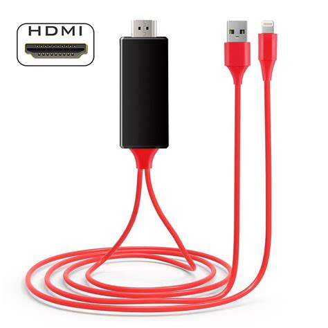 HDMI Cable Compatible with iPhone, 6 Feet HDMI Adapter Cord for iPhone,1080P Digital AV ...