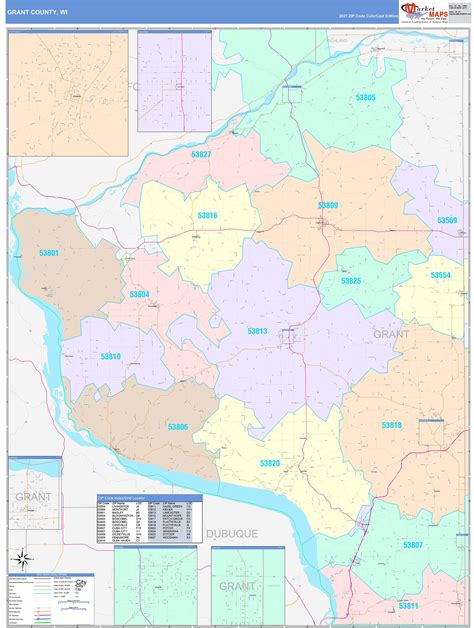 Grant County, WI Wall Map Color Cast Style by MarketMAPS - MapSales.com