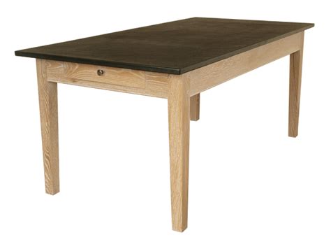 Oak Medium Size Slate Top Farmhouse Table