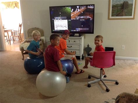 Exercise balls required seating for video games. Improves muscles required for handwriting ...