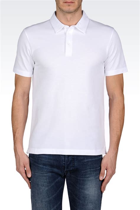 Emporio Armani Polo Shirt in Cotton Piquet with Logo On Back in White for Men - Lyst