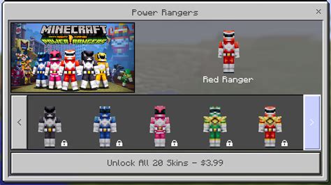 Minecraft Pocket Edition: Mighty Morphin Power Rangers Skin Pack ...