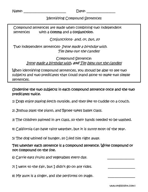 Simple Sentences For Grade 6