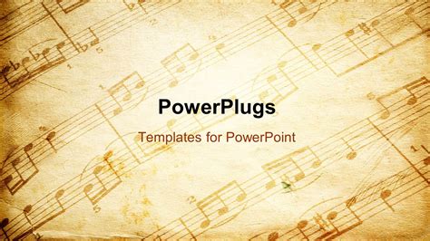 PowerPoint Template: vintage paper background depicting music sheet with musical notes (30722)