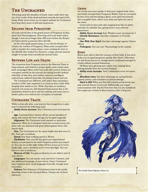 Unchained Race 5e Homebrew | Dungeons and dragons classes, Dungeons and dragons homebrew, Dnd ...