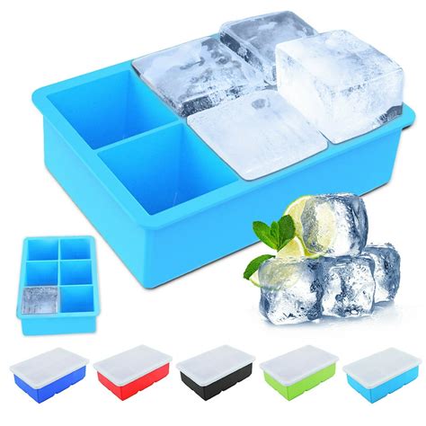 SPRING PARK 6 Grids Silicone Ice Cube Tray Lid Large Mould Mold Giant DIY Maker Square - Walmart ...