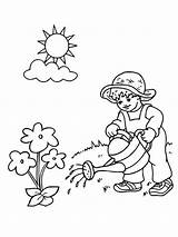 Kid Watering The Garden sketch template
