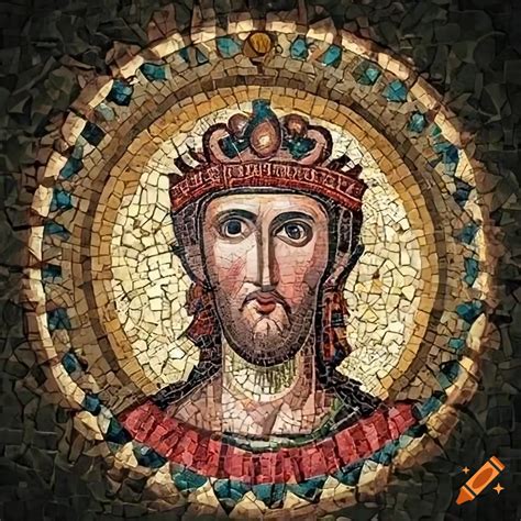 Mosaic of emperor constantine the great with christian cross on Craiyon