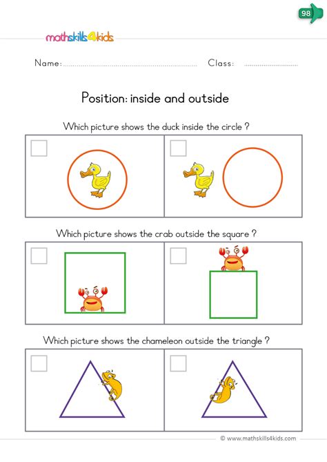 Position: Inside and outside | Kindergarten math worksheets, Positional ...