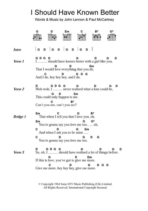 I Should Have Known Better by The Beatles - Guitar Chords/Lyrics - Guitar Instructor