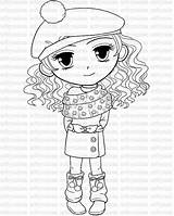Digital Stamp Winter Coloring Page Big Eyed Girl By Artbymiran $200  sketch template