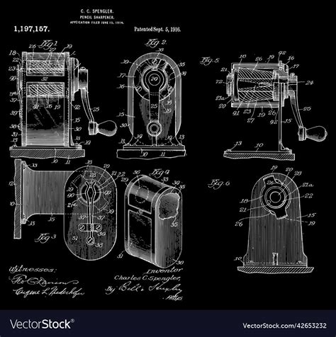 1914 vintage pencil sharpener patent art Vector Image