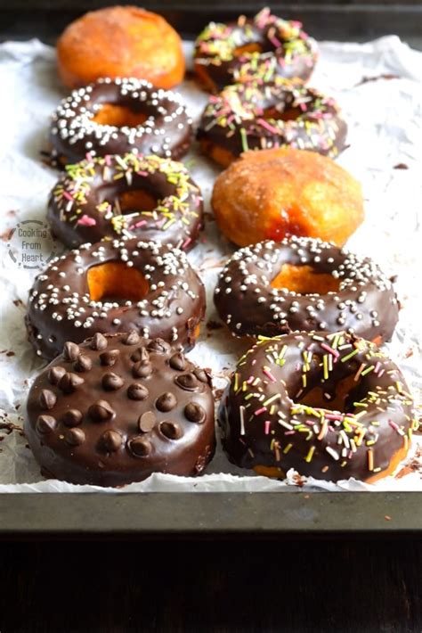 Eggless Donuts | Chocolate Glazed Eggless Donuts Recipe | Eggless Jam ...