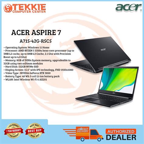ACER ASPIRE 7 A715 42G R5C5 Charcoal Black | Ryzen 5 5500U Hexa-Core | 8GB Ram | 512 SSD ...