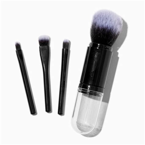 Black Travel Makeup Brush Set - 4 Pack | Claire's