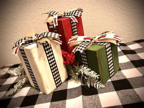 These adorable rustic presents 4x4 wood blocks will add a great finish to your holiday decor ...