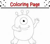 Cute Cartoon Monster Coloring Page Childrens Black And White  sketch template