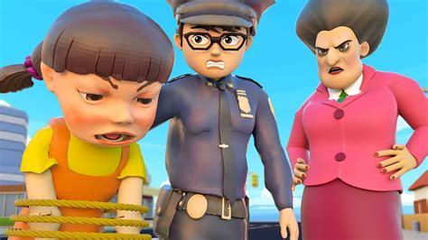 Scary Teacher Policeman & Doll Squid Game 2 VS Joker Folie à Deux | Scary Teacher 3D Brave ...