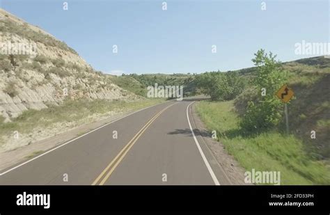 Driving Down Scenic Loop Drive Theodore Roosevelt National Park Stock ...