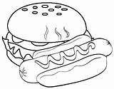 Hot Dog sausage And Hamburger coloring Page sketch template