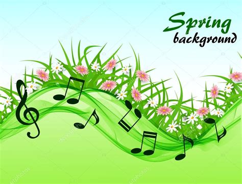 Abstract spring background with music notes and a treble clef — Stock Vector © Nata.Popova415 ...