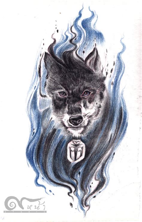 Wolf and blue fire. Tattoo design. by preneko2 on DeviantArt